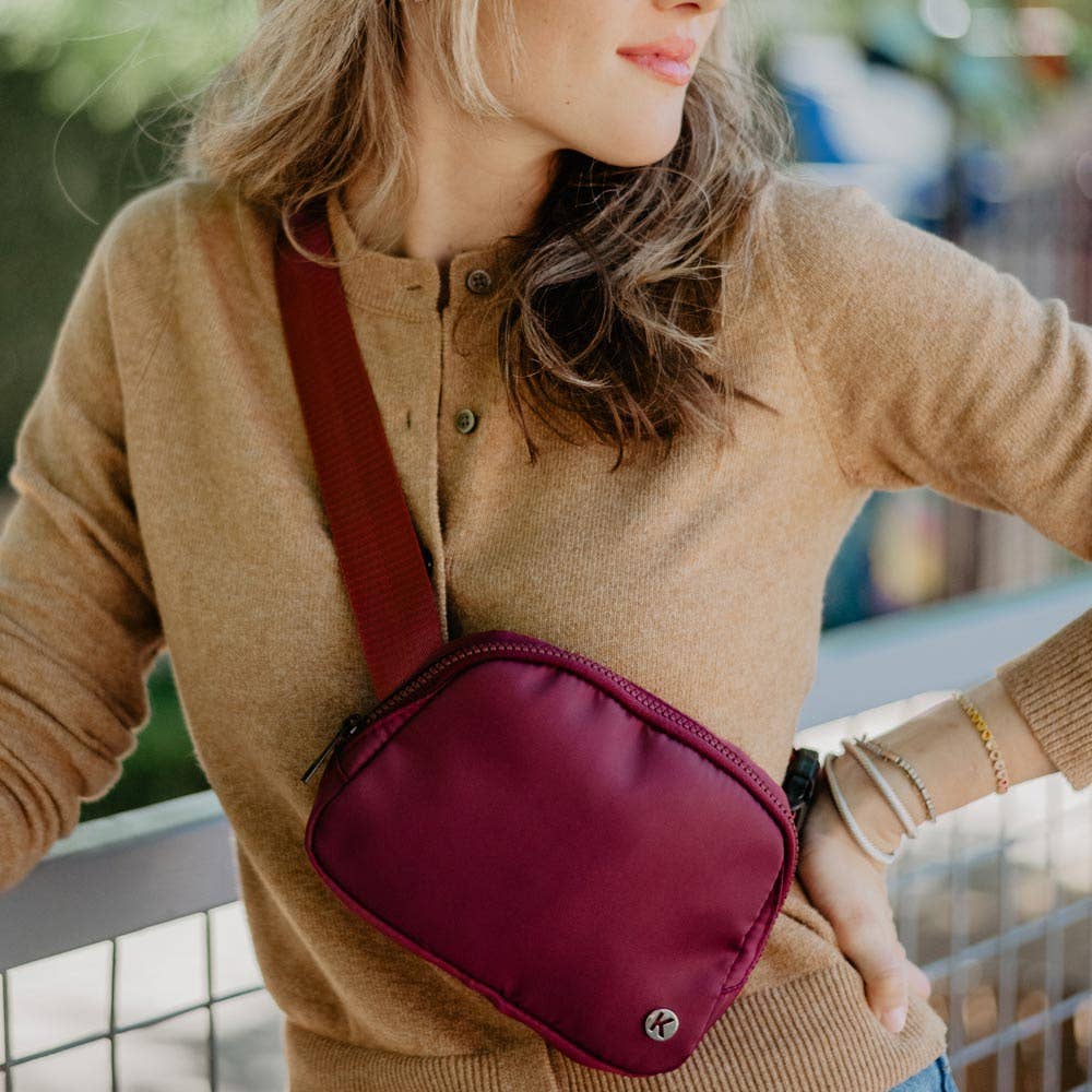 Maroon Solid Belt Bag