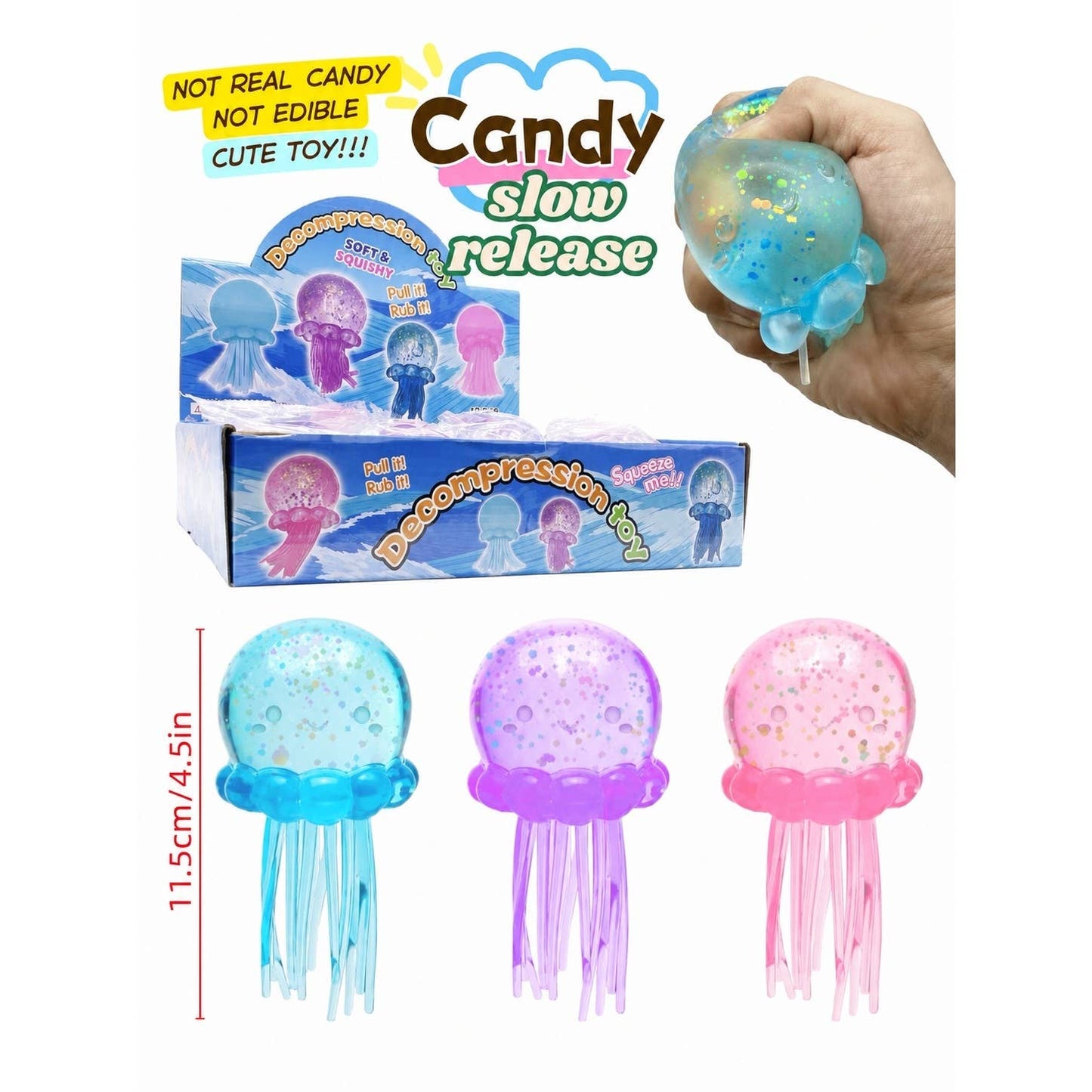 Large Maltose Jelly Fish Stress Release Squishy Toy