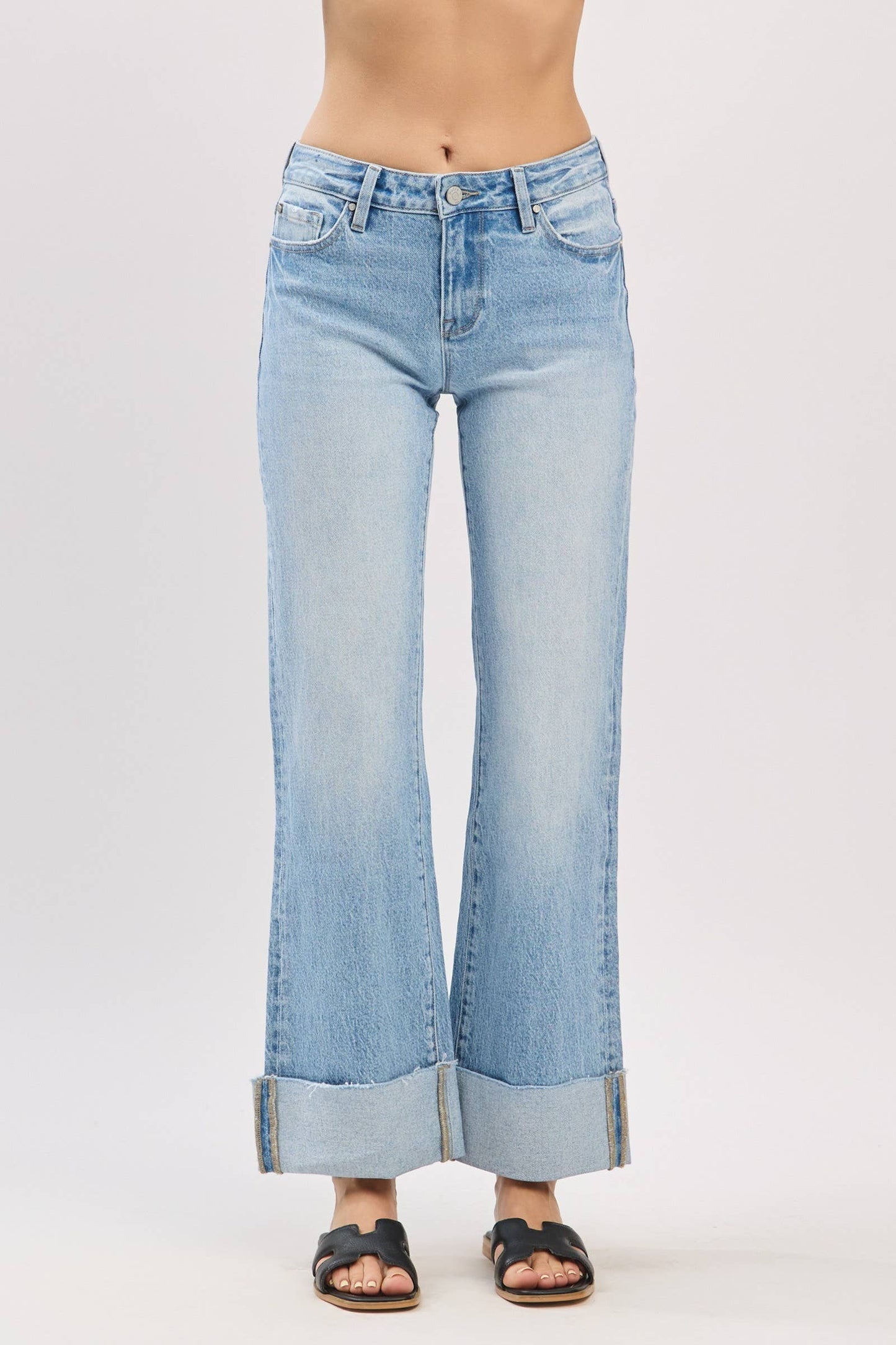 MID RISE COMFORT RELAXED FLARE W/ CUFFED HEM