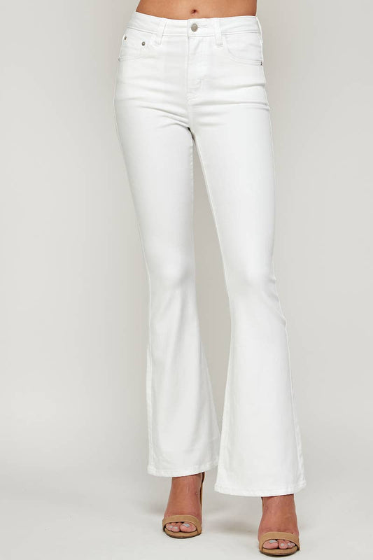 White - High Rise Flare Jeans
