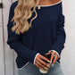 Crew Neck Jumping Color Core-spun Yarn Long-sleeved Sweater