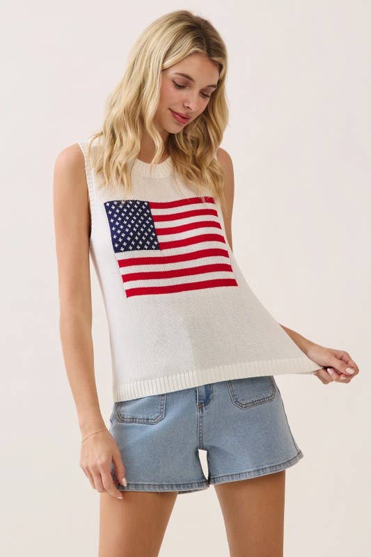 Sleeveless Flag Knit Top