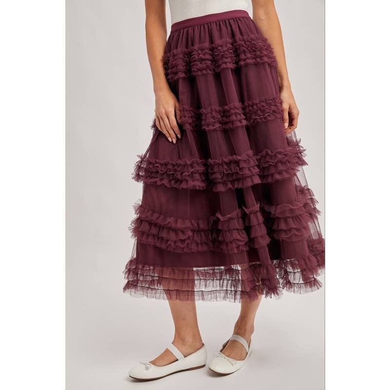 Ruffle Tiered Midi Skirt