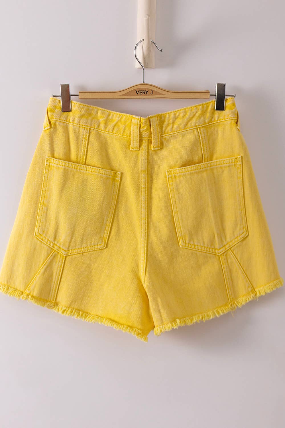 VERY JEAN Mineral Washed Denim Frayed Hem Shorts