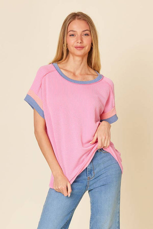 Ribbed Color Block Top -