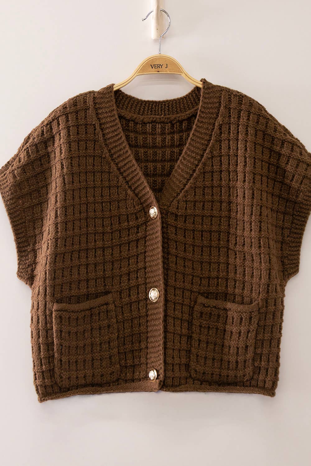 Waffle Texture Crop Cardigan