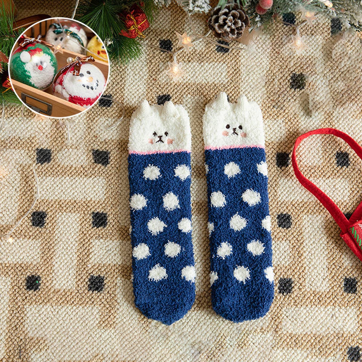 SANTA CLAUS FUZZY CHRISTMAS SOCKS GIFTS FOR WOMEN