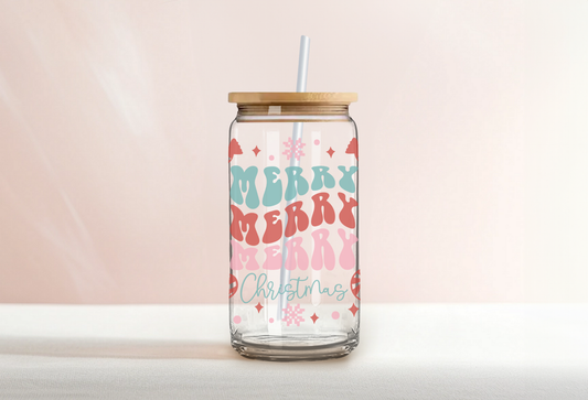 Merry Christmas can glass