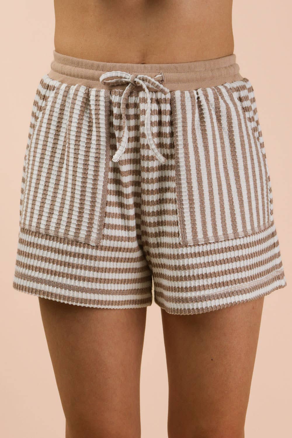Striped Comfy Knit Top & Shorts Set