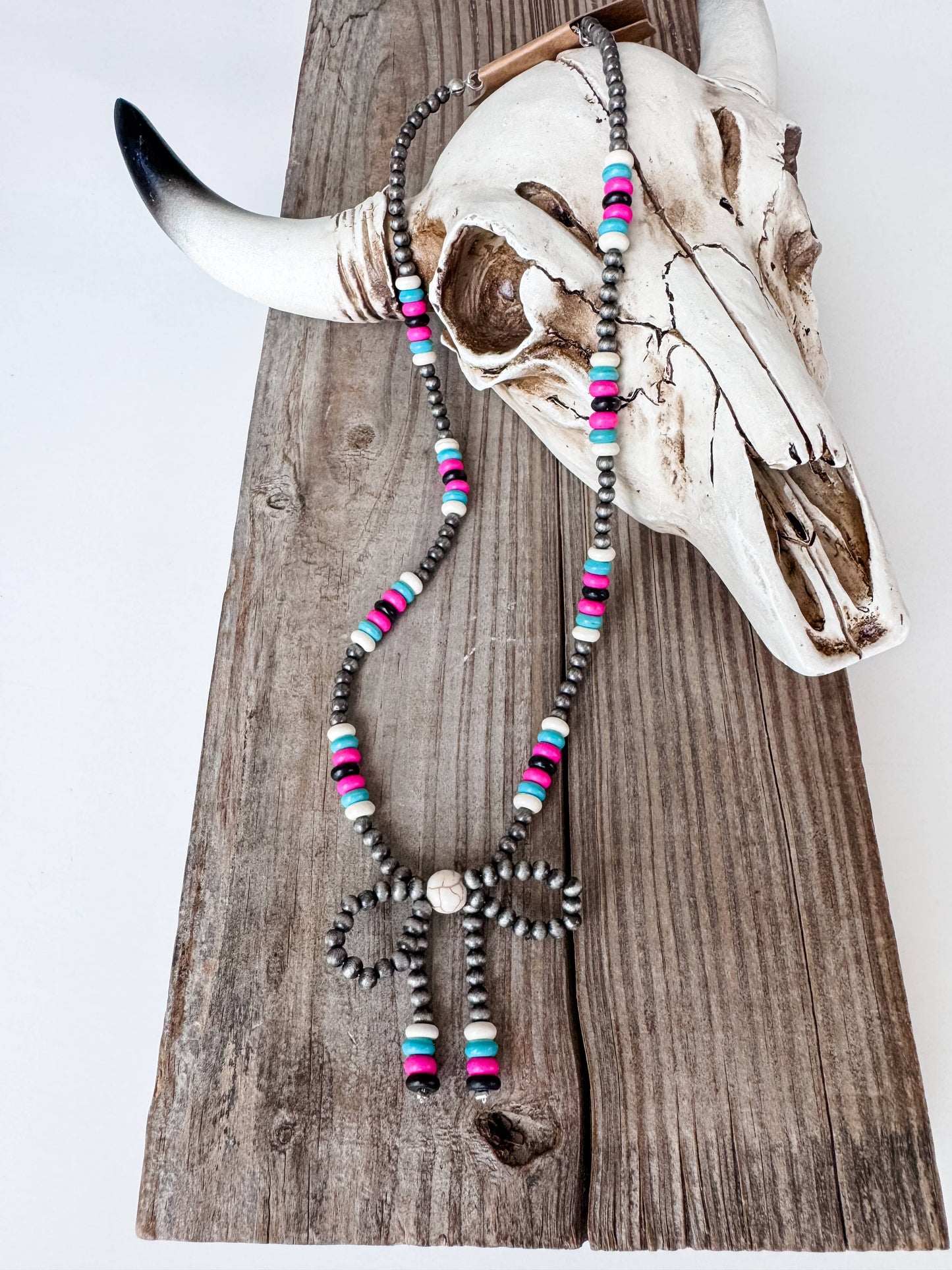 Western Navajo Style Bead Coquette Bow Necklace