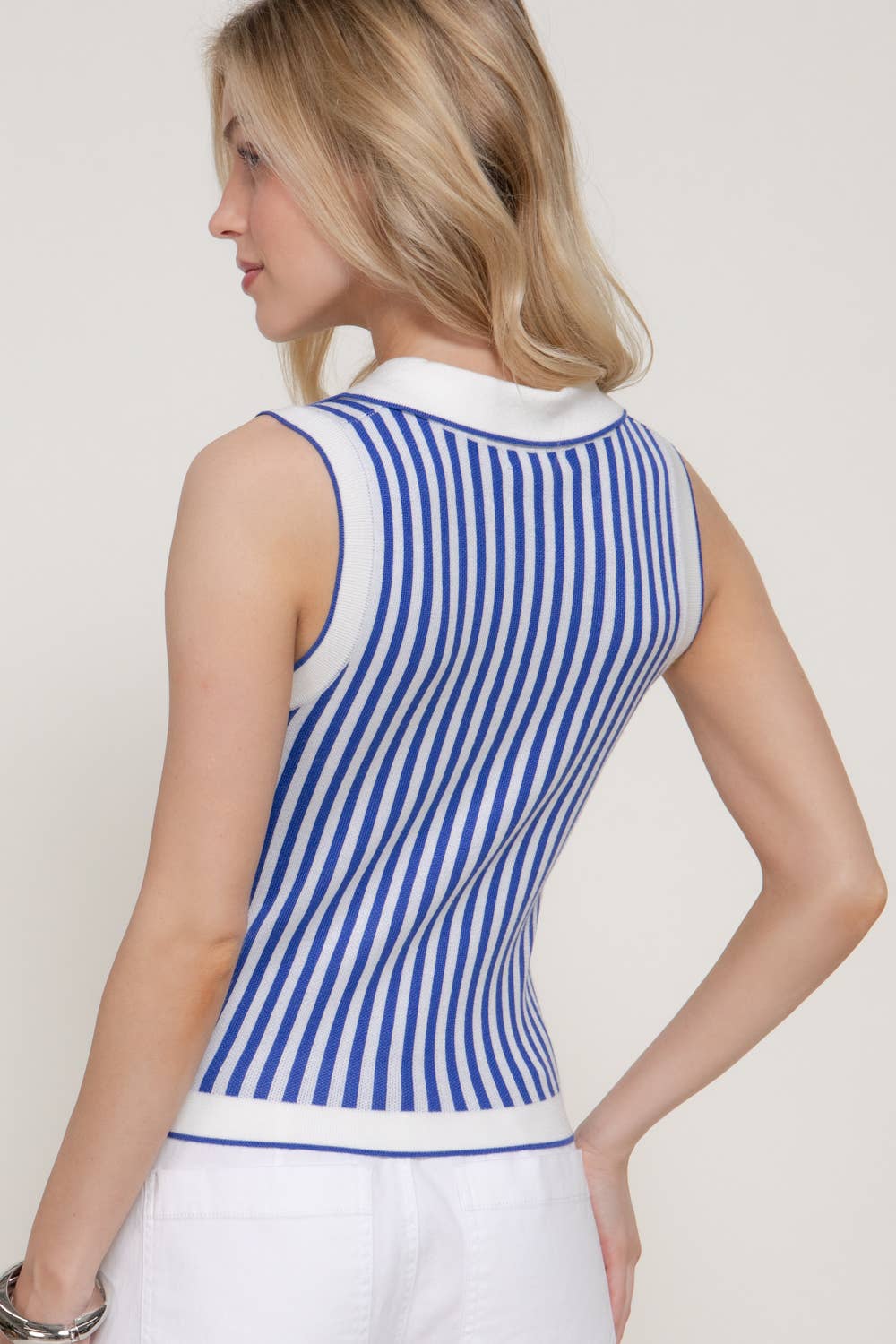 Sleeveless Vertical Striped Sweater Top
