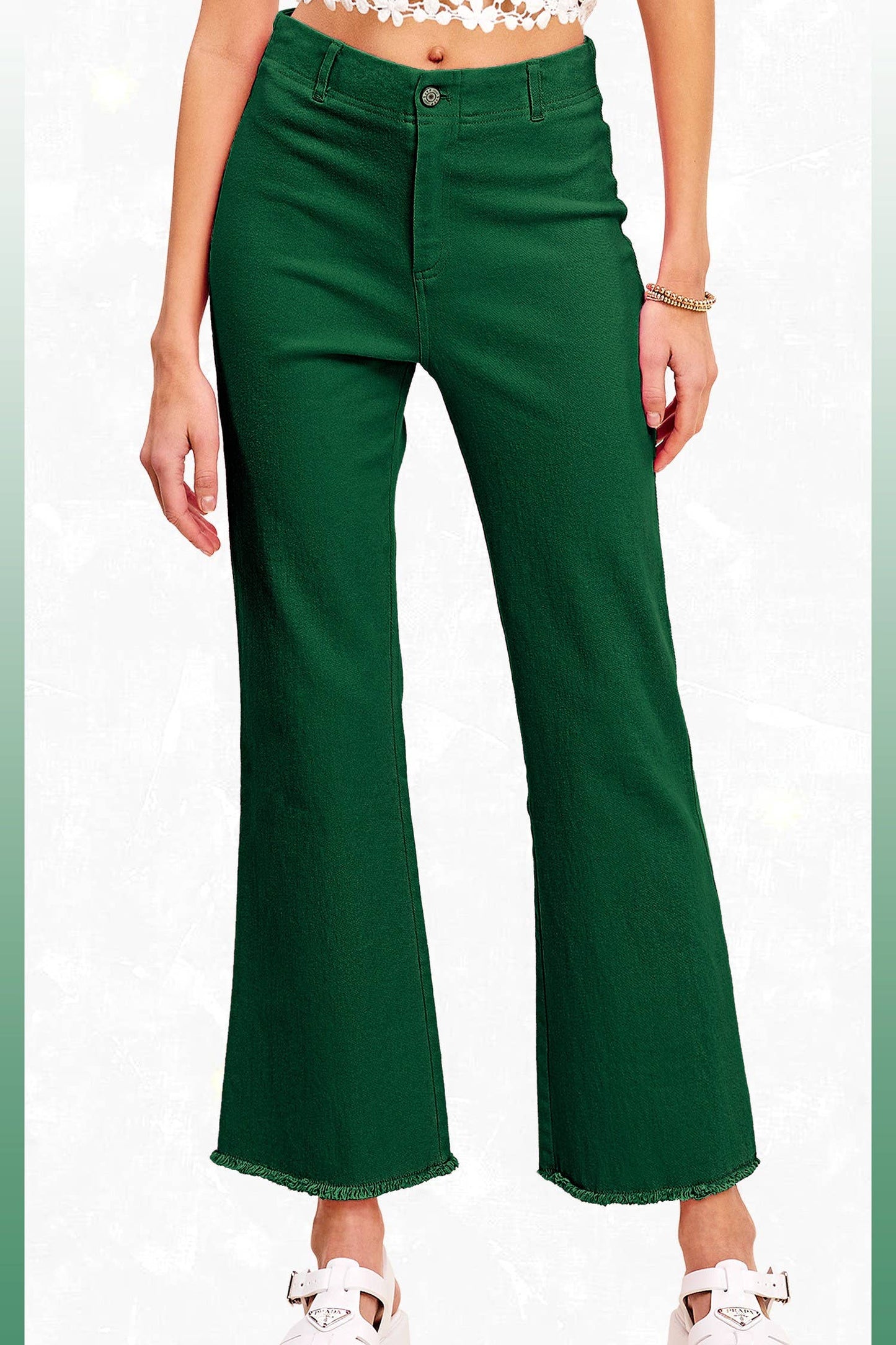 Soft Washed Stretchy High Waisted Flare Pants: Red / L