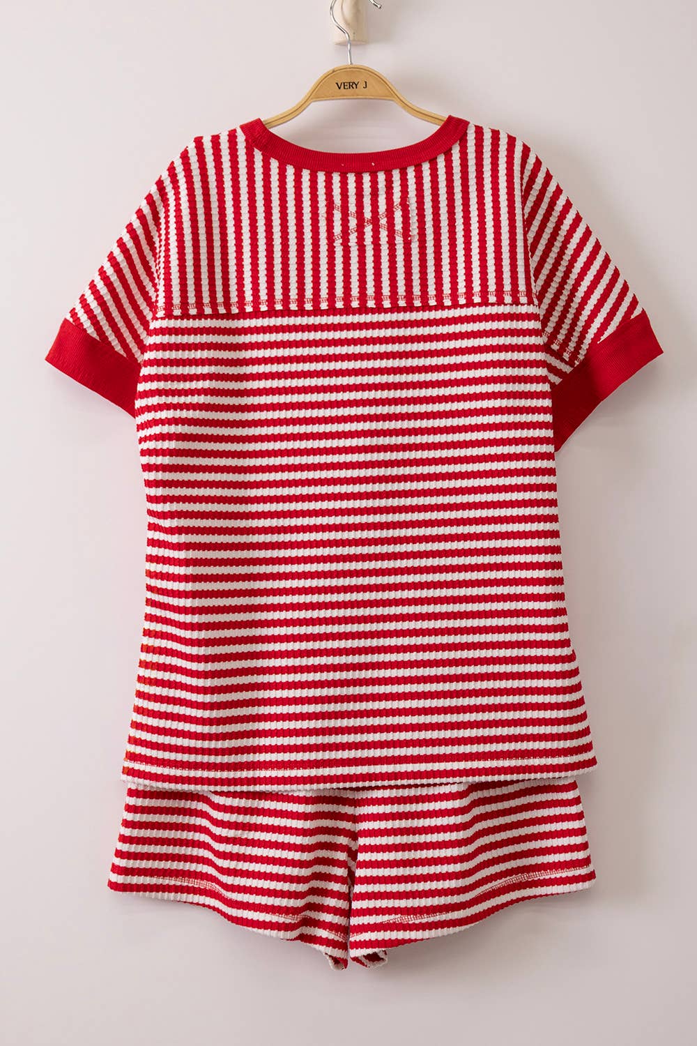 Striped Comfy Knit Top & Shorts Set