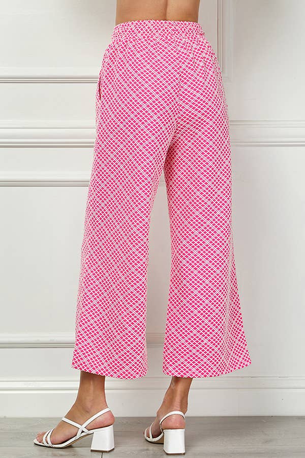Vibran geo wide-leg pant with drawstring waist.