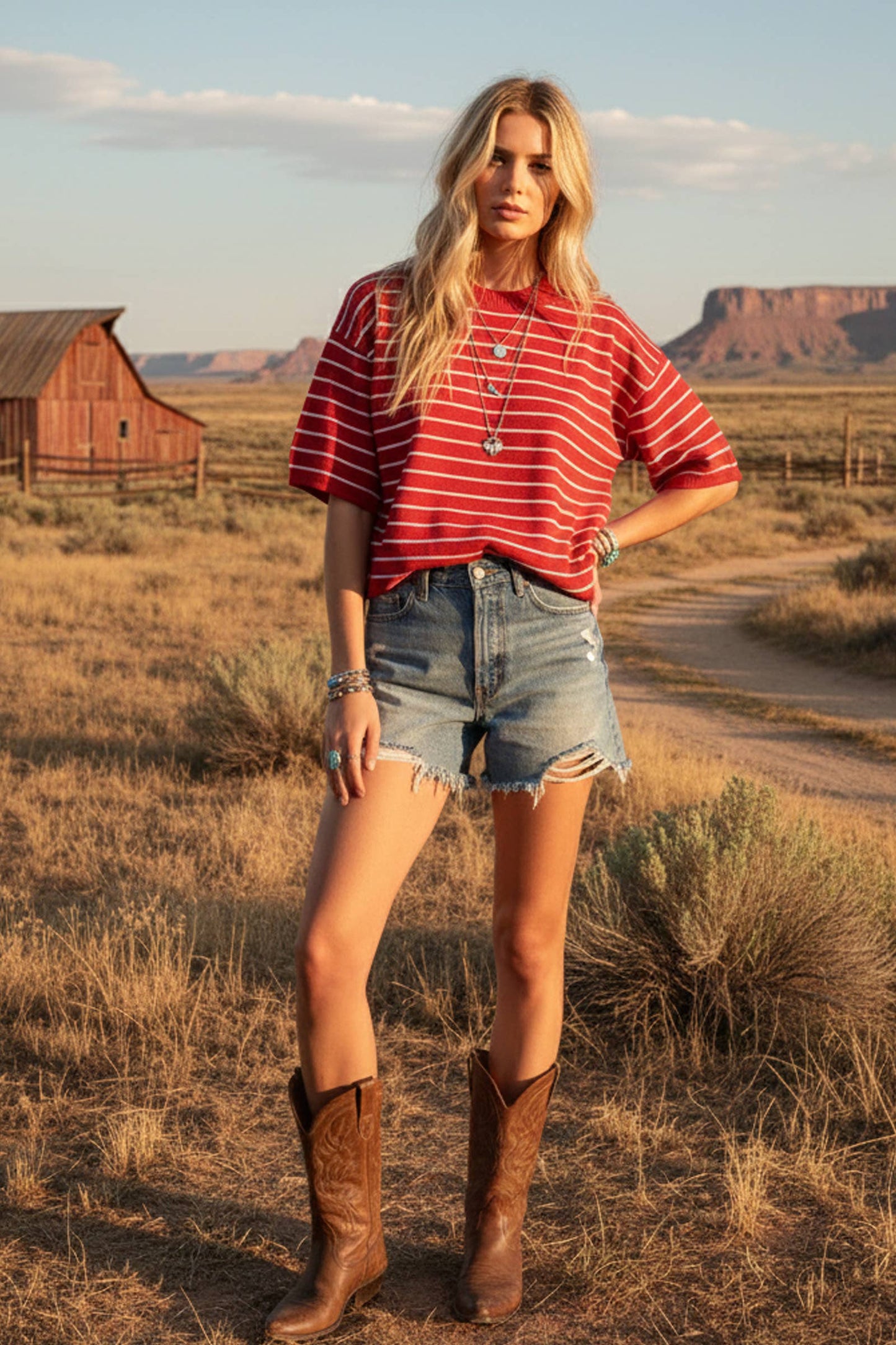Oversized Lightweight Striped Sweater Top