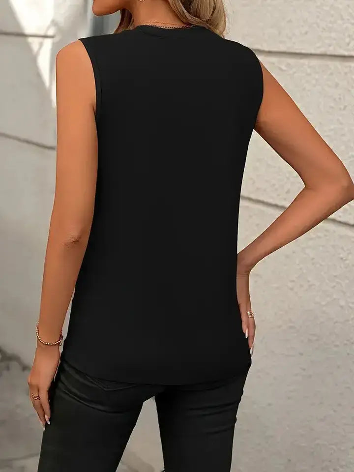 Solid Ribbed Tank Top Casual Crewneck Slim Fit