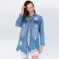 DISTRESSED DENIM SHIRT STYLE JACKET