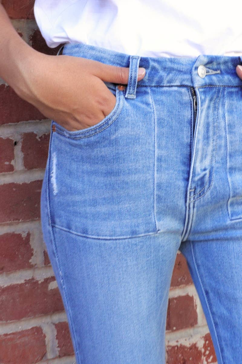 MESH TUMMY CONTROL HIGH RISE HOLLY FLARE JEANS