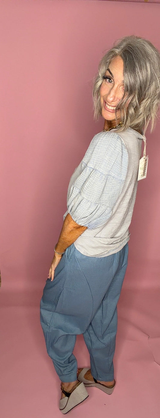 Solid Barrel Comfy Woven Pants