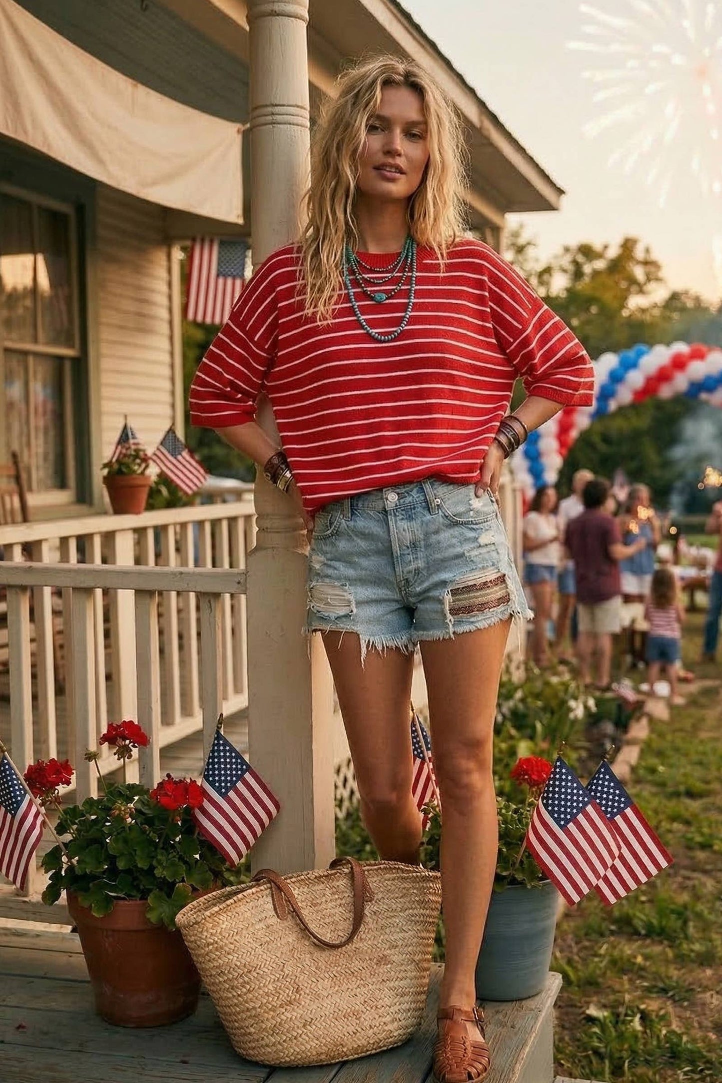 Oversized Lightweight Striped Sweater Top