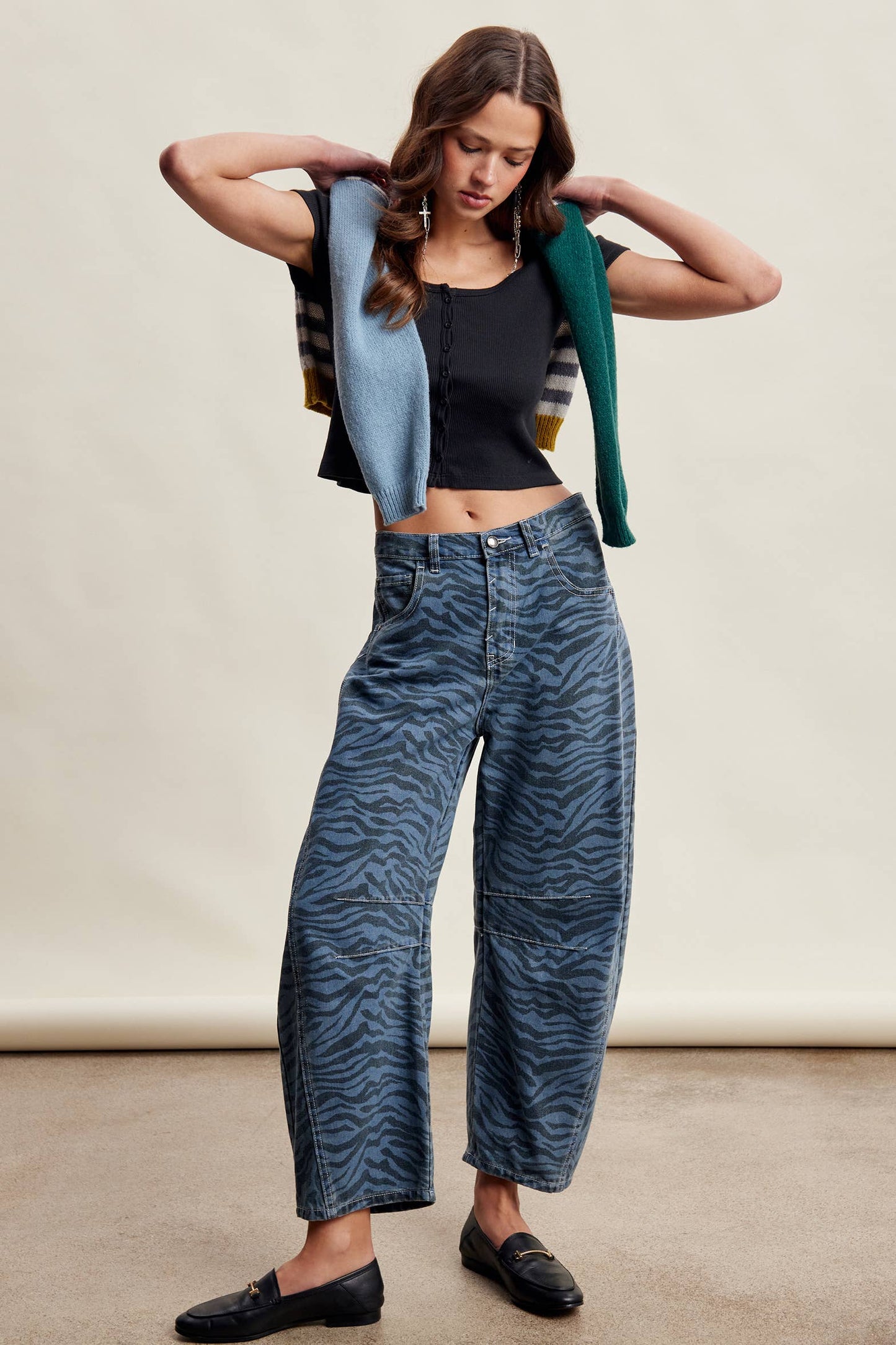 Zebra Print Barrel Jeans LP0260