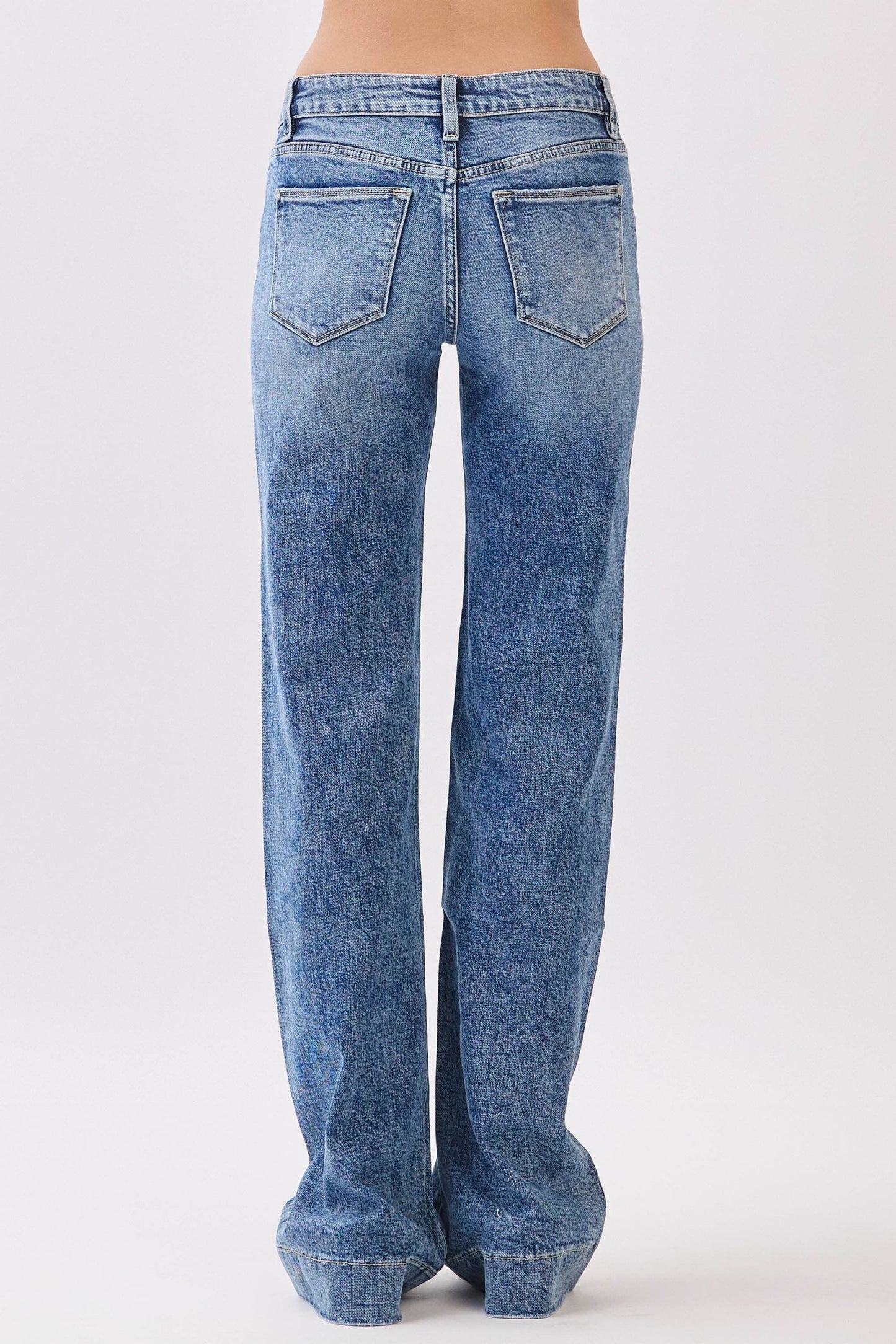MID RISE COMFORT STRETCH TROUSER WIDE LEG JEANS