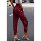 Elastic High Waist Sweatpants Sporty Pocket Pants