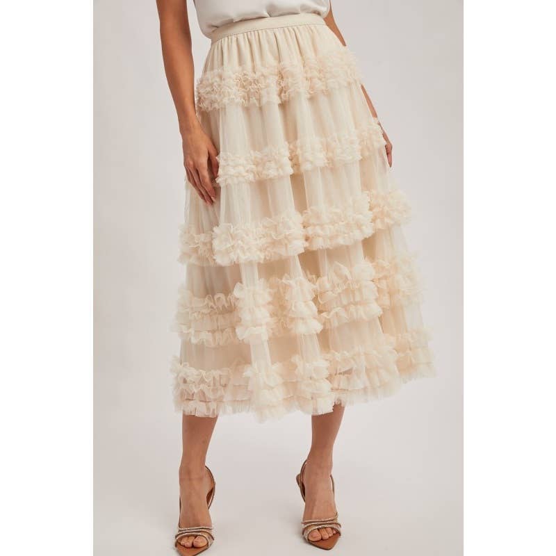 Ruffle Tiered Midi Skirt