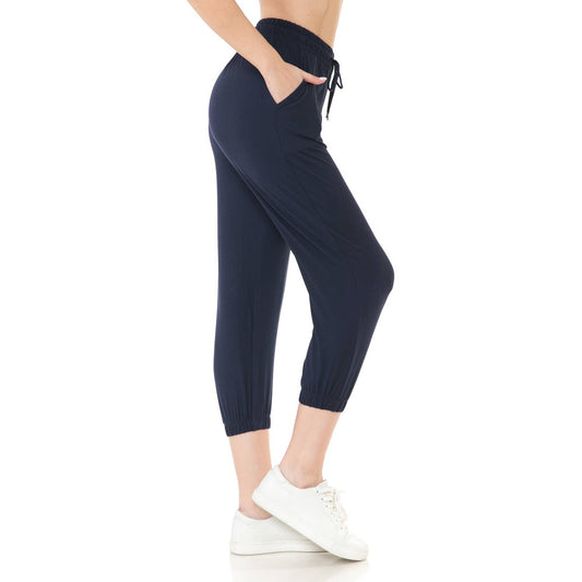 Buttery Soft Solid Capri Joggers with Drawstring