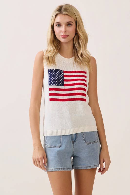 Sleeveless Flag Knit Top