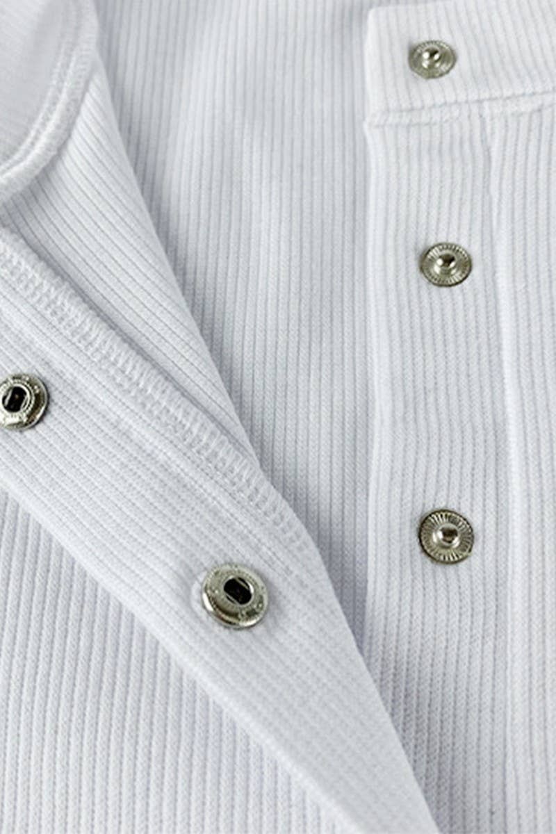 BUTTON CREW NECK RIBBED LONG SLEEVE BODYSUIT