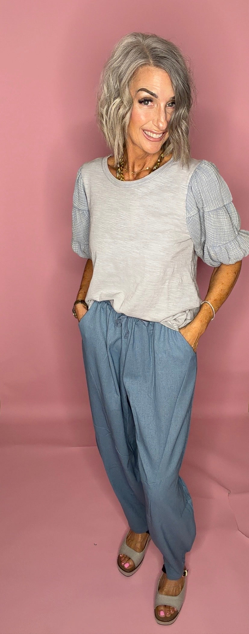 Solid Barrel Comfy Woven Pants