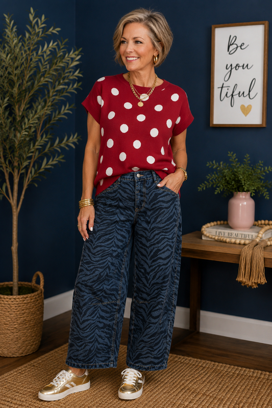 Gameday Polka Dot Sleeveless Knit Top