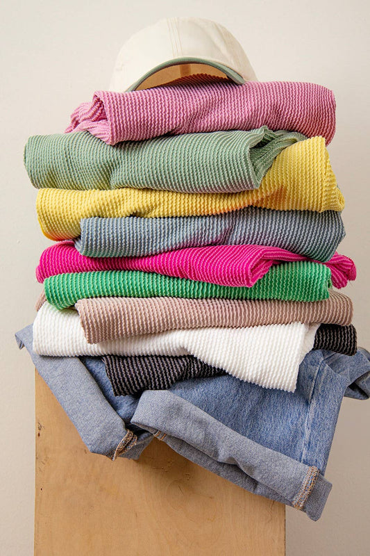 Soft Casual Comfy Textured Ribbed Knit Top