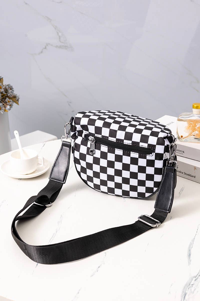 `.Double Zip Crescent Sling Bum Bag