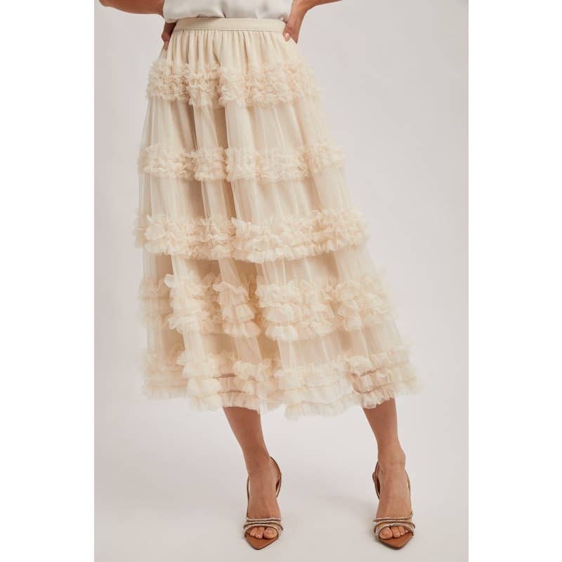 Ruffle Tiered Midi Skirt
