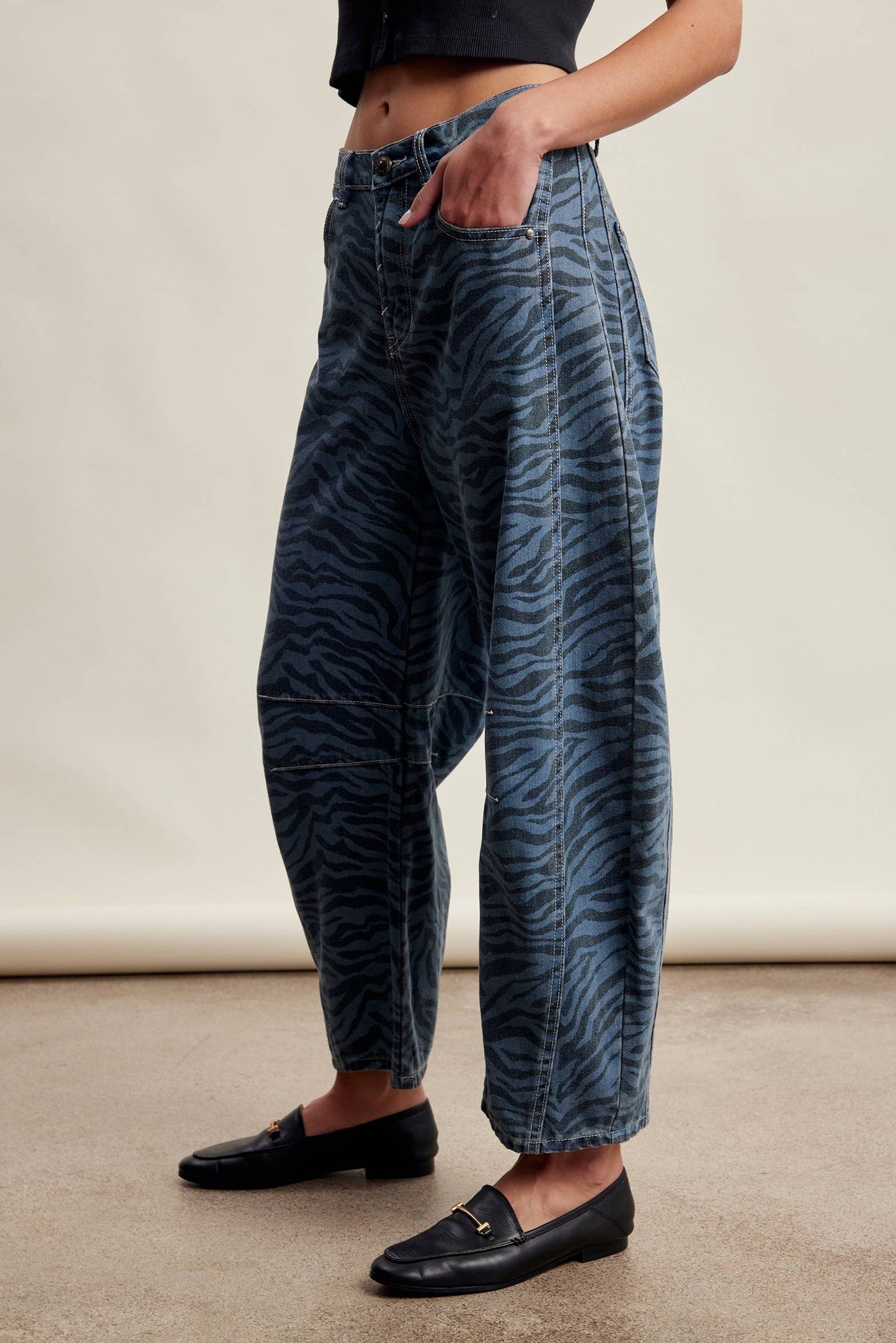 Zebra Print Barrel Jeans LP0260