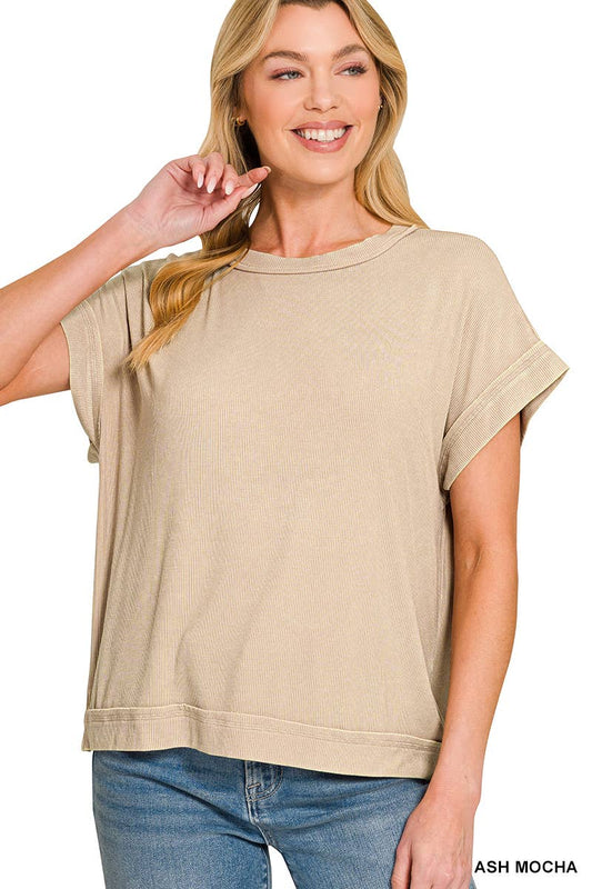 Ribbed Acid Washed Rayon Top