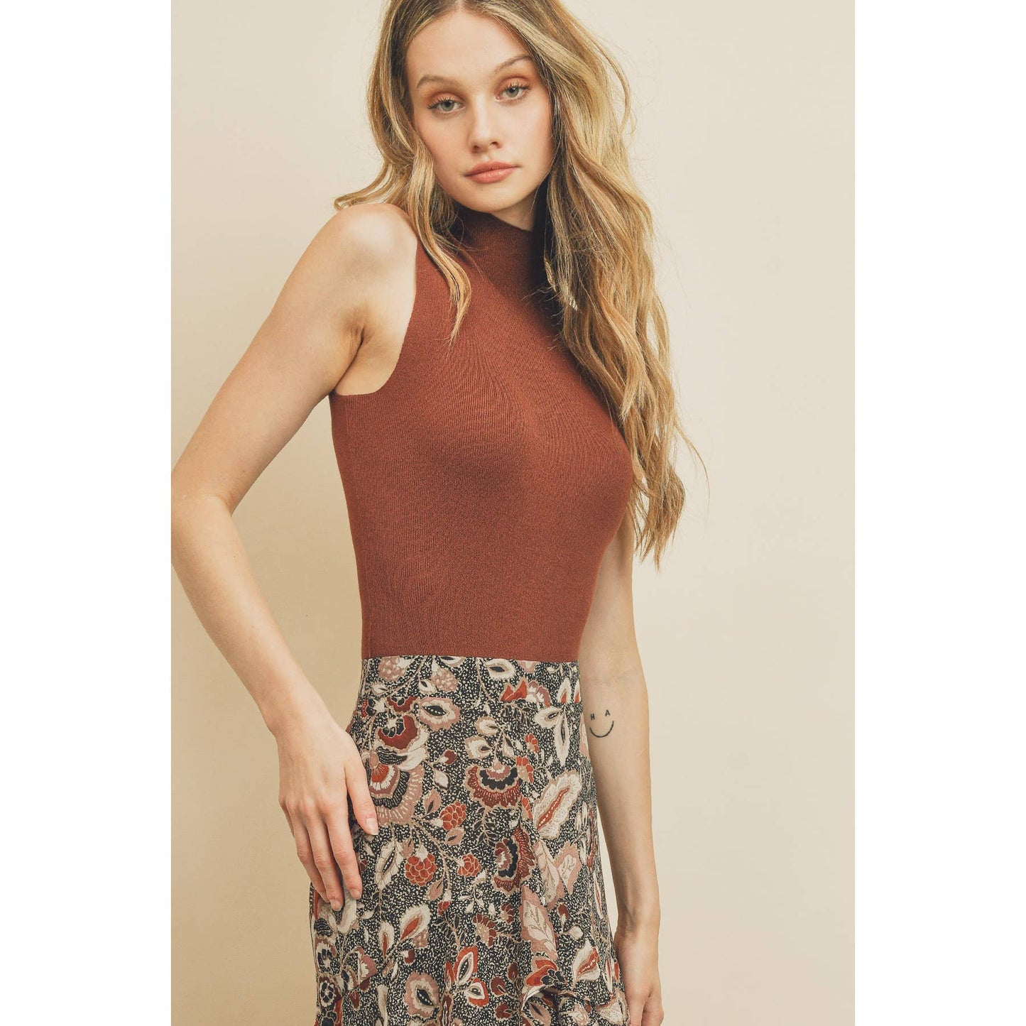 Turtleneck Tank Knitted Bodysuit