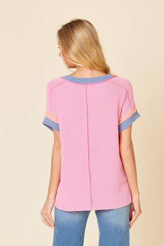 Ribbed Color Block Top -