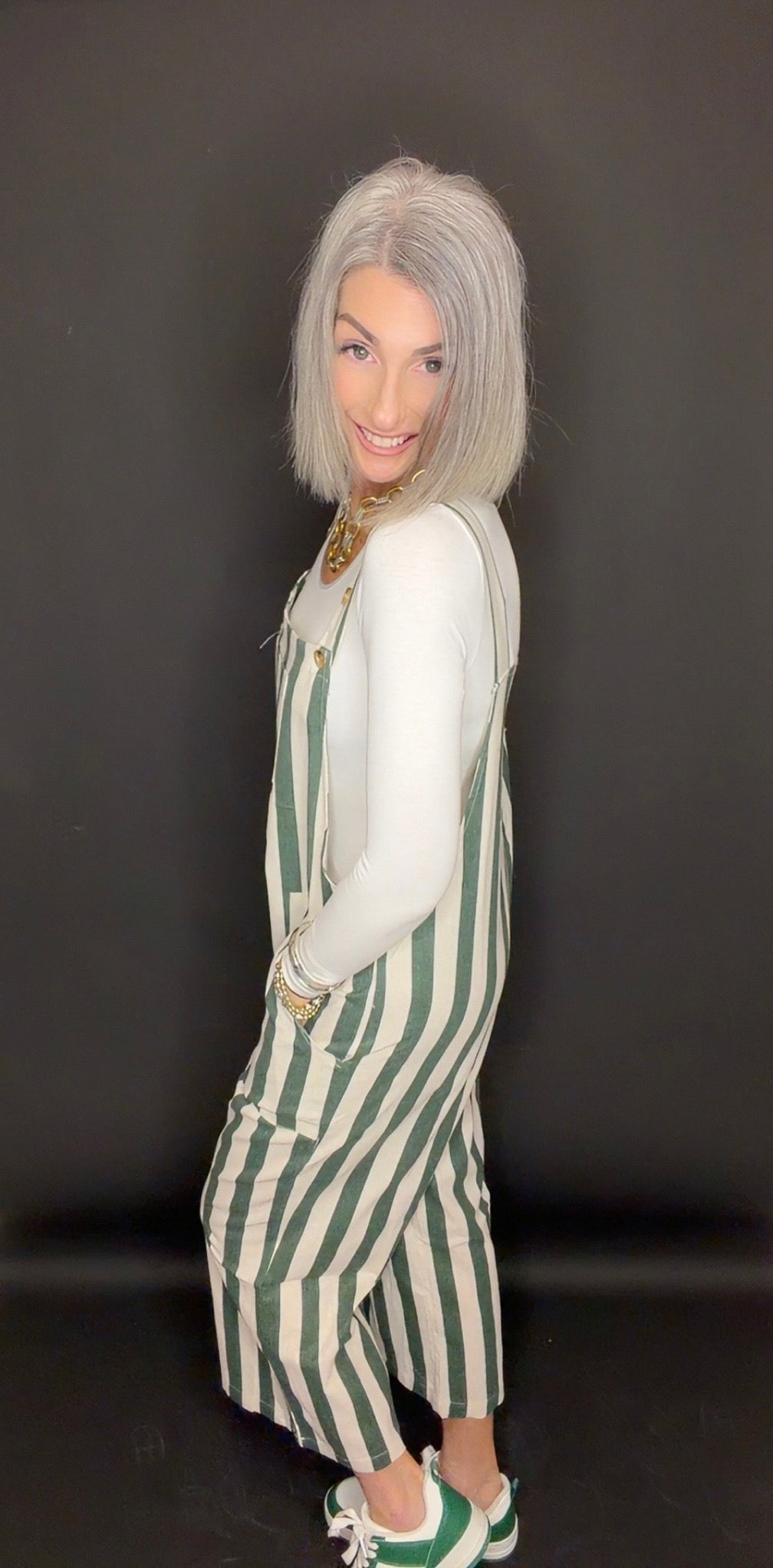 CLASSIC STRIPES PRINT OVERALLS
