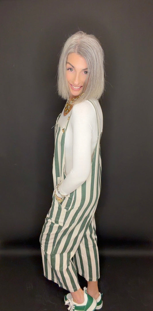 CLASSIC STRIPES PRINT OVERALLS