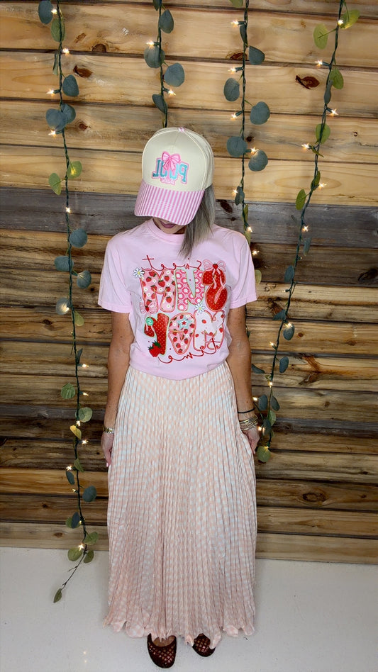 One Size Gingham Pleated Midi Skirt