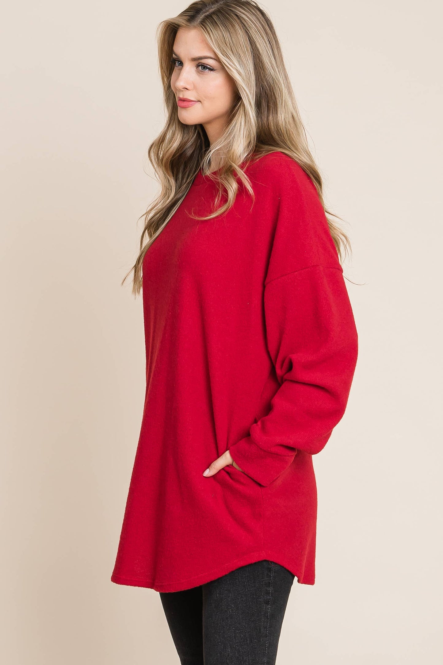 SOFT COZY KNIT LONG-SLEEVE TOP