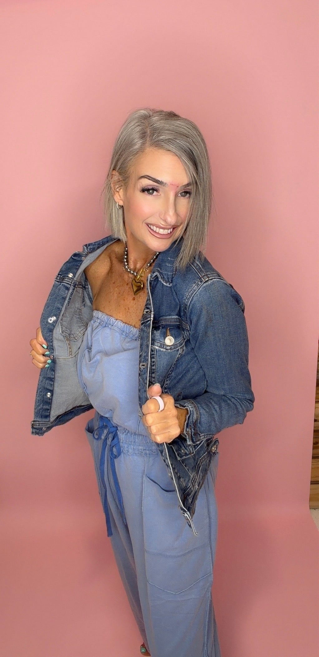 BEACH TOWN WEEKEND MINERAL-WASHED STRAPLESS JUMPSUIT