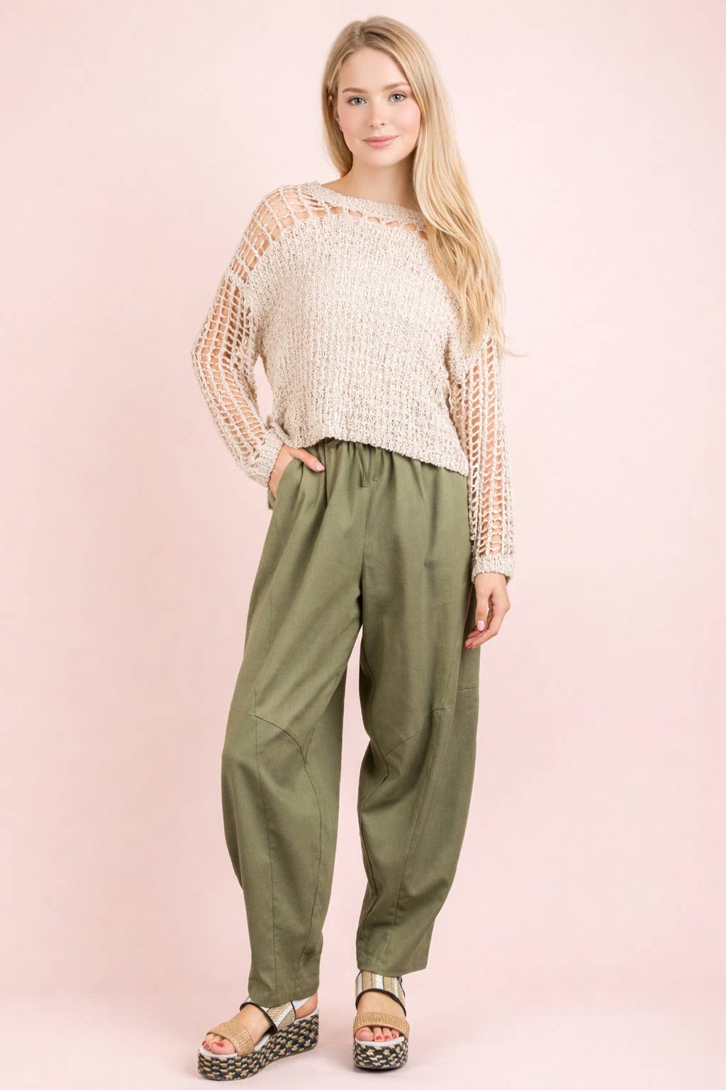 Solid Barrel Comfy Woven Pants