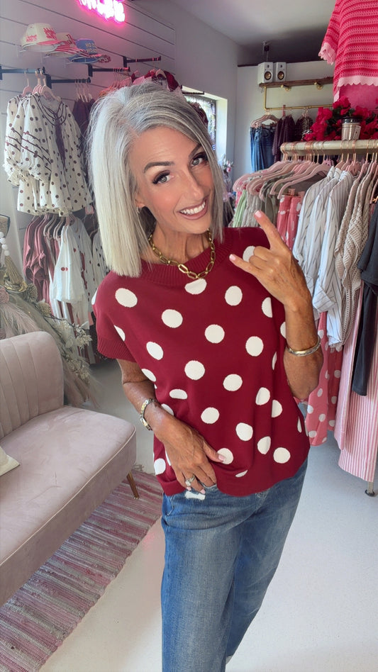 Gameday Polka Dot Sleeveless Knit Top