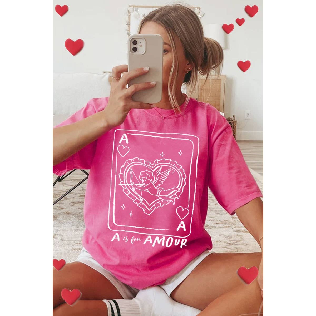 A IS FOR AMORE OVERSIZED MINERAL GRAPHIC TEE