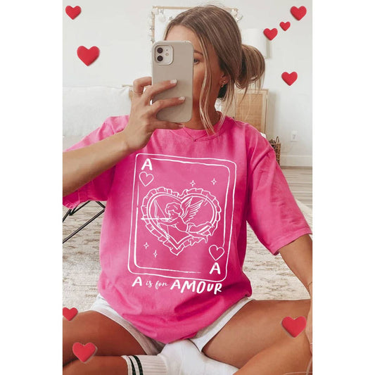 A IS FOR AMORE OVERSIZED MINERAL GRAPHIC TEE
