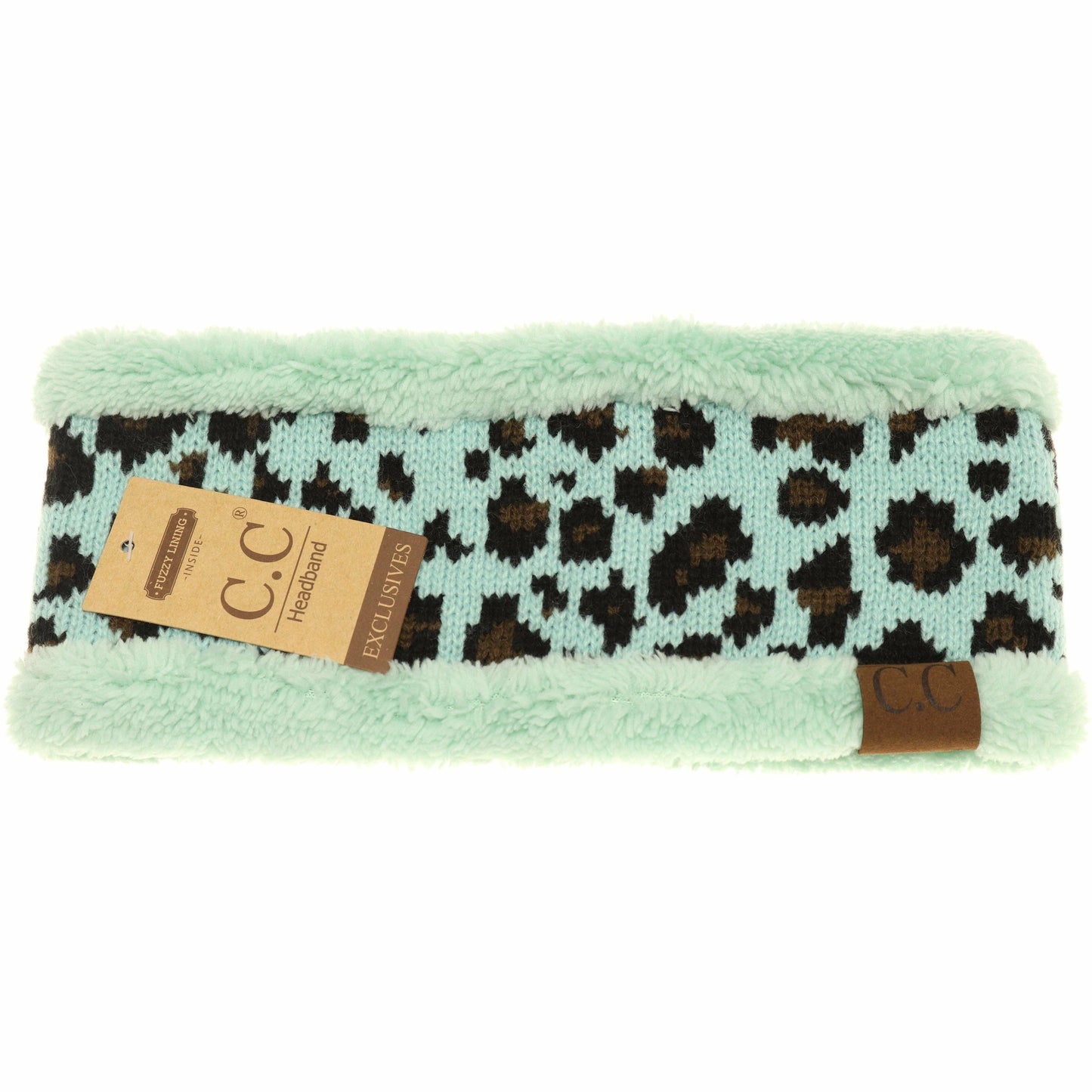 Leopard Print CC Fashion Headband with Fuzzy Lining